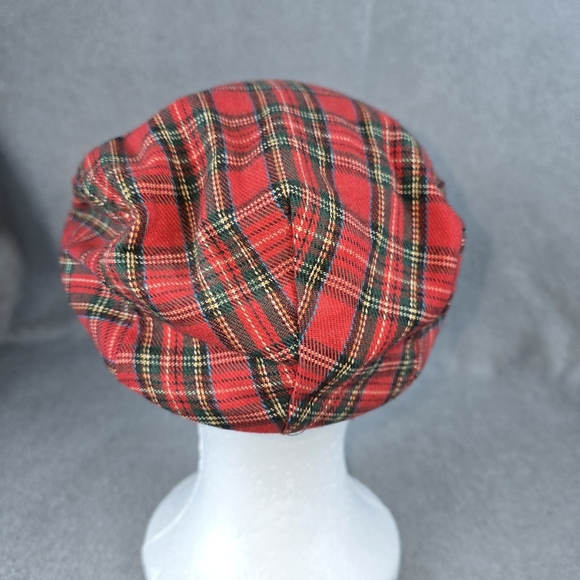 Red Plaid Flat Cap This Vintage cabby Hat Size S/M Stand out from the rest. - Picture 6 of 9